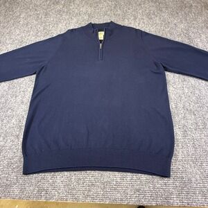 LLBean Mens Quarter Zip Sweater Navy Blue 95 Cotton 5 Cashmere XXL REG‎  sporty
